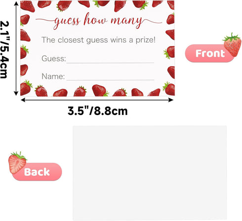 50Pcs Wedding(3.52.1'') Anwyll Guess How Many Game Cards Strawberry Guess How Many Baby Shower Games Cards Sweet