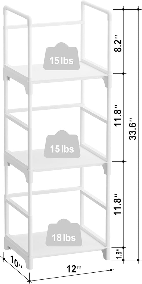 3 FIDUCIAL HOME Tiers Small Bookshelf for Small Spaces White Mini Short Book Shelf Low Open Bookcase Easy Assemble