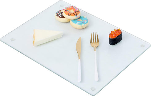 Murrey Home Glass Cutting Board for Kitchen Counter - Tempered Glass Chopping Board, Dishwasher Safe, Small Clear Tray,