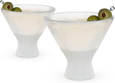 Host Stemless Martini Glasses, Double Walled Insulated Drinking Glass, Set of 2 Cocktail Glasses
