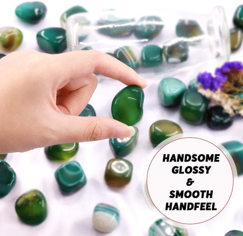 Hilitchi Green Agate Stone Tumbled Stones for Plants, Cacti & Succulents Bedding, 1lb (455g) Bag