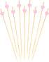 BambooMN 8.3 Inch Pink Heart Bamboo Food and Drink Pick Skewers, 100 Pieces for Catered Events, Parties