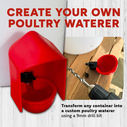 6 Pack RentACoop DIY Waterer Kit - Auto-Fill Big Cups with Inserts - Great for Chickens, Ducks, Geese, and Turkeys