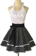 Violet Mist Cute Vintage Apron for Women, White Polka Dots Retro French Maid Cooking Kitchen Apron, Adjustable Gift