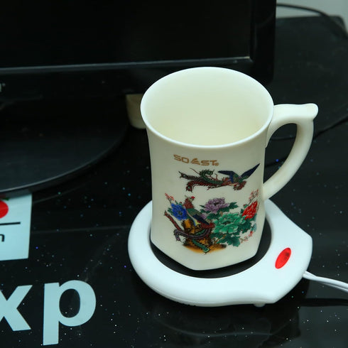 Home & Office Desktop Electric Mug Warmer, Coffee/Tea/Cocoa/Soup Gift for Winter, 2pcs (White and Black)