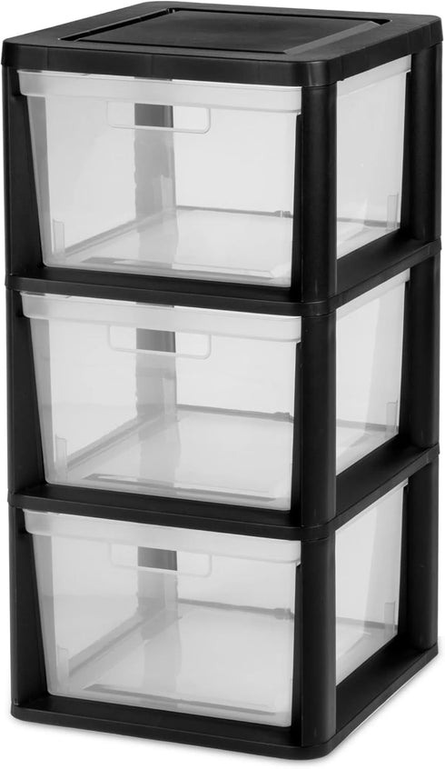 CLMSTE Plastic Drawer Wide Tower Plastic Storage Cart with Clear Pull Out Drawers,