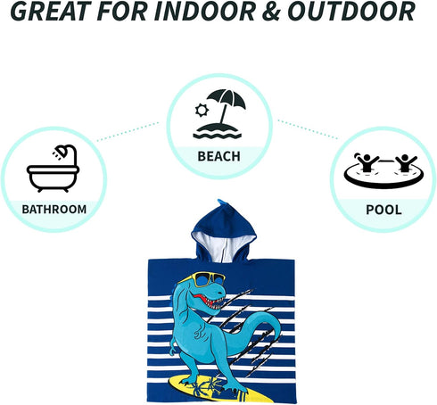 Hooded Microfiber Beach Towel for Kids - Fun Designs for Pool Days