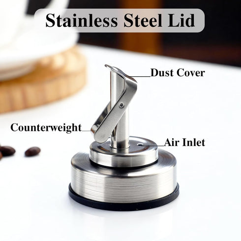 6OZ TIWPAJS Glass Sugar Dispenser with Stainless Steel Lid, Automatic Pour Spout, Sugar Container for Coffee Bar, Sugar