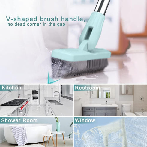 Affogato Floor Scrub Brush, Bathroom Long Handle Bathtub Push Broom, Shower Tile Grout Scrubber for Hard to Reach Areas