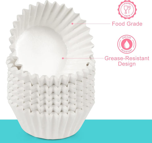 LotFancy White Cupcake Liners, 200 Count, Grease-Resistant Standard Muffin Liners, Heavy Duty Coated Paper