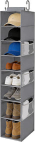 VERONLY Hanging Shoe Organizer for Closet,8-Shelf Hanging Storage with Side Mesh Pockets,Wider