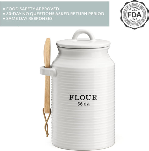 Counter, Barnyard Designs Flour Canister for Kitchen Decorative Ceramic Flour Container, Rustic Farmhouse Canister Jar