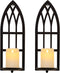 HPC Decor 15.8'' Candle Sconce Set of Two- Black Metal Candle Wall
