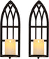 HPC Decor 15.8'' Candle Sconce Set of Two- Black Metal Candle Wall
