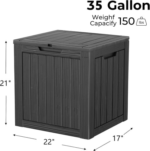 35 TARKARI Gallon Lockable Resin Deck Box, Waterproof & UV-Resistant Outdoor Storage Box for Outdoor Cushion Storage