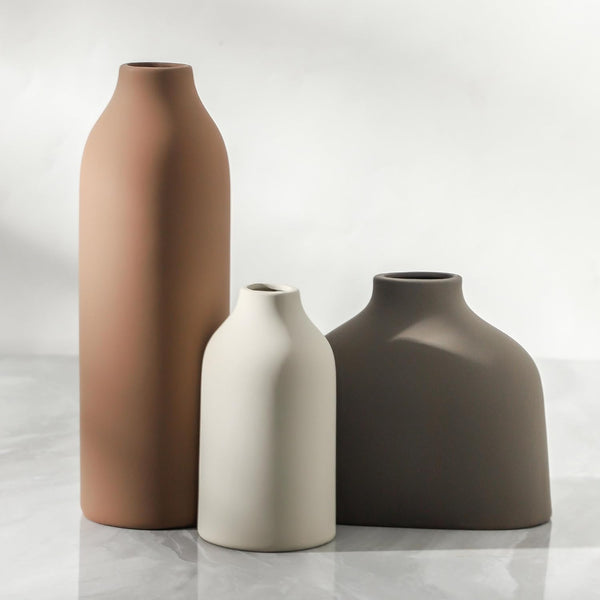 Ceramic Vase Set of 3,Flower Vase Home Decor,Rustic Modern Farmhouse Decor Pottery