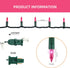 XMASHOME 63.8FT 300 Count (150L*2pcs) Green Wire Pink String Lights, Incandescent Christmas Lights