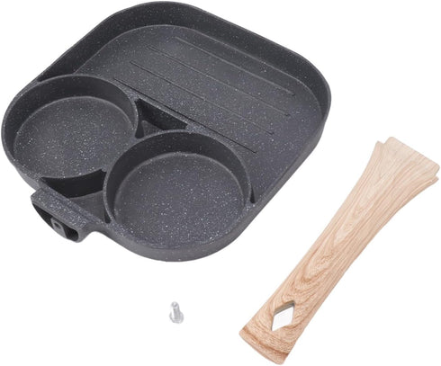Nonstick Egg Frying Pan, Divided Sectional Pancake Pan for Breakfast, 3 Section Fried Egg Pan