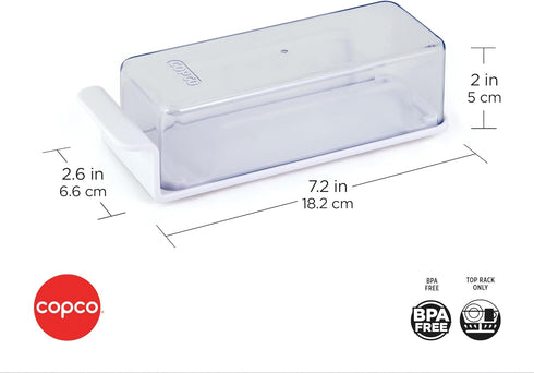 7.2 2.6 2 Inch Copco Butter Dish with Clear Lid and Measurment Guide, x x