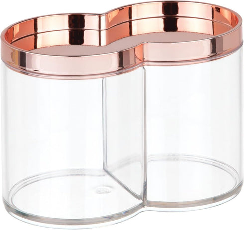 mDesign Plastic Canister Jar Organizer Set with Storage Lid - Clear/Rose Gold Lumiere Collection for Bathroom/Restroom