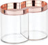 mDesign Plastic Canister Jar Organizer Set with Storage Lid - Clear/Rose Gold Lumiere Collection for Bathroom/Restroom