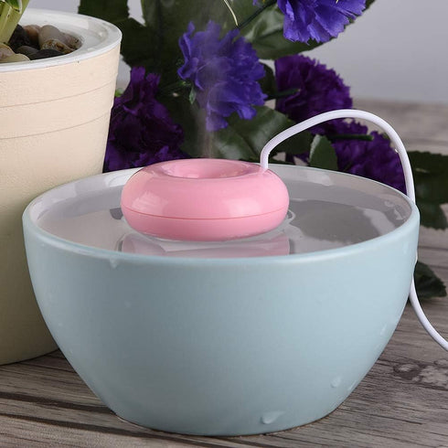 Portable Mini Doughnut-shaped Humidifier, USB Atomization Water Mist Humidifier for Home Office Car, Pink