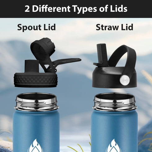 SENDESTAR 40oz Water Bottle, Double Wall Vacuum Insulated, Leak Proof Stainless Steel with Flex Straw Lid & Spout Lid