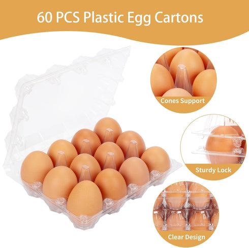 60Pack 1 Dozen Commercial 3x4 Duck Egg Cartons Cheap Bulk Jumbo Egg Cartons Extra Large Egg Containers for Home Ranch