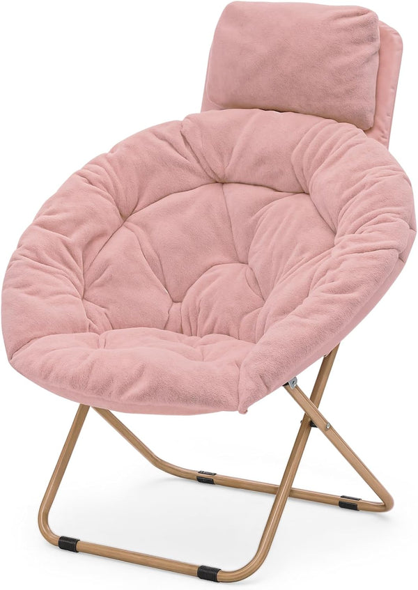 Magshion Saucer Chair with Removable Headrest, Folding Moon Chair for Adults, Oversized