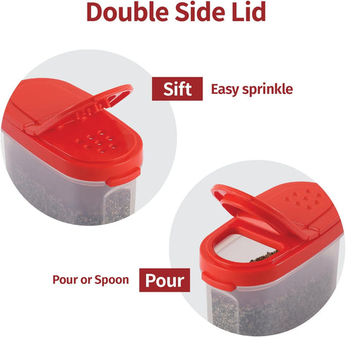 SIGNORA WARE Spice Jars with Lids, 4 oz Refillable Airtight Containers Set, 4 pk Red