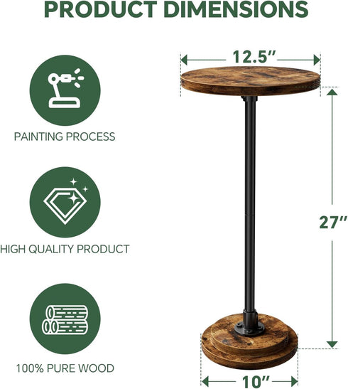 Simple Trending Small Side Table, Round Drink Table, Sofa End Table for Living Room, Coffee Tables for Bedroom, Rustic