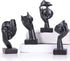 4 PCS Black Thinker Statue Set Abstract Sculptures Home Decor for Bookshelf,