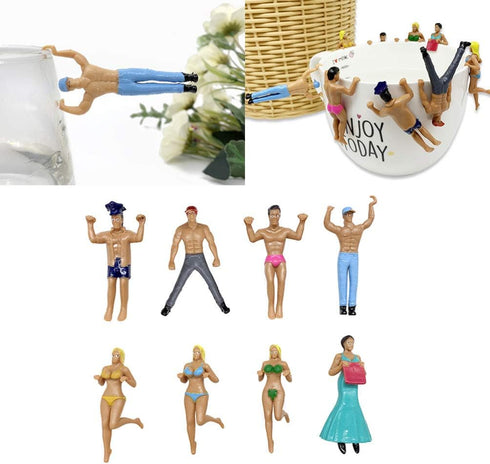 Ipetboom 8Pcs Wine Glass Markers, Random Style Cup Ornaments, Action Figurines Doll Wine Charms