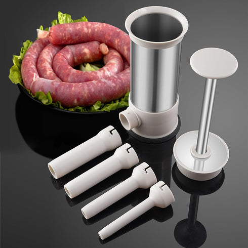 2.2-Pound 4 Nozzles Manual Sausage Stuffers, Household Vertical Sausage Makers with Stuffing for Homemade Sausage