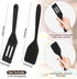 2 Pieces Mini Silicone Spatula, Nonstick Silicone Serve Turner, Small Spatulas for Kitchen Cooking, Heat Resistant Cookie Slotted Spatula (Black) by KALIONE