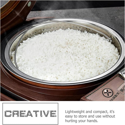 Luxshiny Rice Cooker Steamer Basket with Handle, Stainless Steel for Steaming Food, Meat, Fish, Rice, Veggies