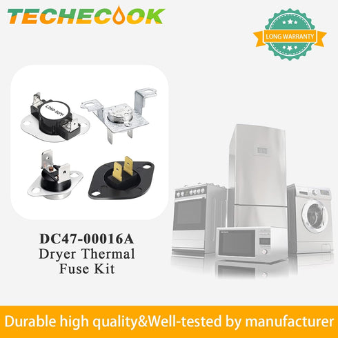 DC47-00016A Dryer Thermal Fuse Kit by Techecook - Replacement for Samsung Dryer with Thermostat and Thermistor