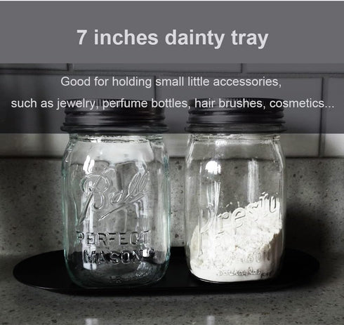 Stainless Steel Decorative Tray, Set of 2, 7 Inch Long, Jewelry Dish, Cosmetics Organizer, Matte Black