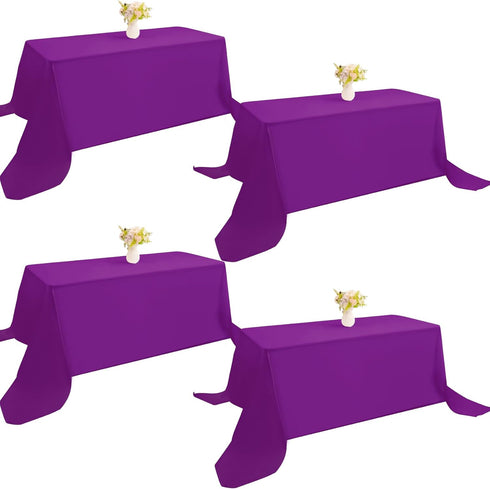 4 Pack Rectangle Tablecloth 90x132Inch Purple Rectangle Tables Washable Polyester Table Cover