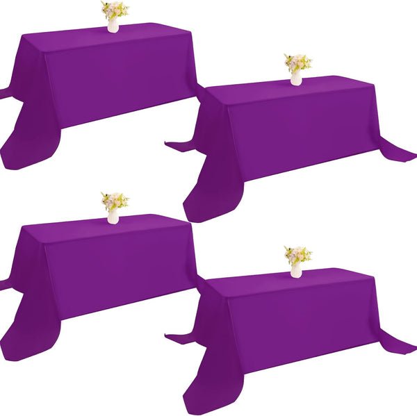 4 Pack Rectangle Tablecloth 90x132Inch Purple Rectangle Tables Washable Polyester Table Cover