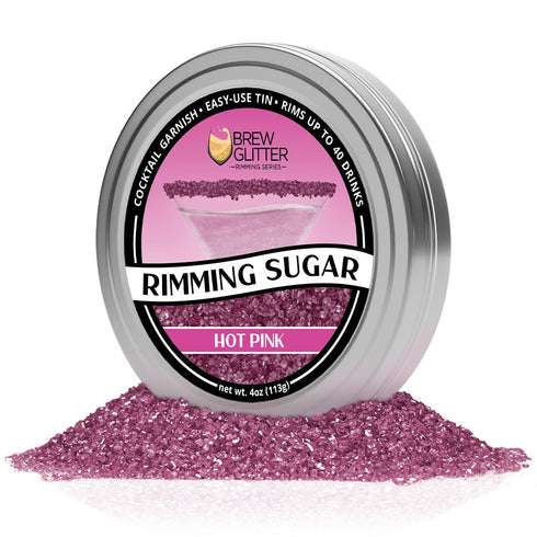 Rimming (4oz, 1x Brew Glitter - Neon Pink Sugar Bar Tin) Cocktail Garnish for Mixed Drinks & Refreshments