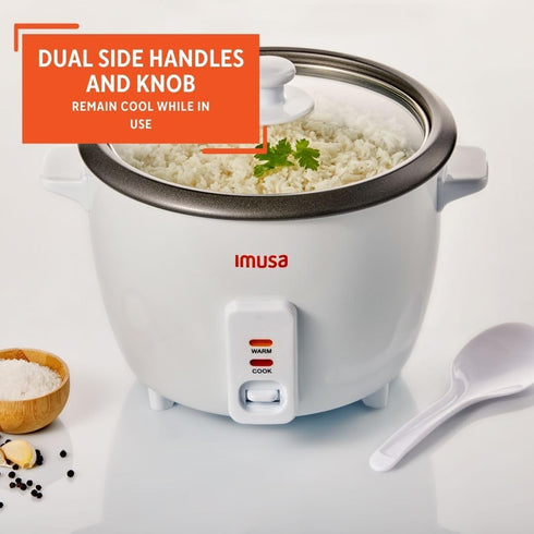 IMUSA USA GAU-00012 Electric Non-Stick Rice Cooker, 5-Cup (Uncooked) 10-Cup (Cooked), White