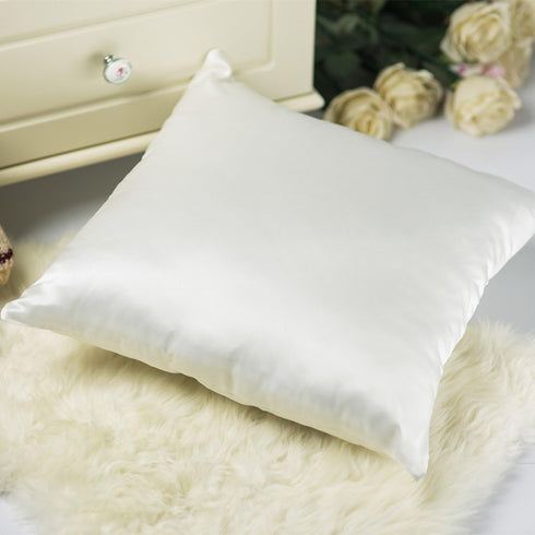 Tim & Tina Silk Satin Square Decorative Throw Pillow Case Cushion Cover (Ivory, 18" x 18")