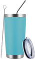 MEWAY 20oz Tumbler Cup - Double Wall Vacuum Insulated Travel Mug Bulk, Stainless Steel with Lid and Straw, Light Blue