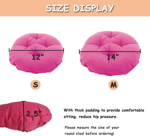 14" Padded Round Bar Stool Covers Cushion with Elastic Band Round Chair Seat Cushions for Wooden Metal Stools Beige