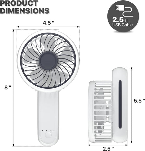 mollie 3-Inch Mini USB Rechargeable Portable Handheld Fan 3-Speeds Battery Operated Small Foldable Quiet Pocket Hand Personal Cooling Fan for Women Makeup Travel Camping Outdoor Office Home Indoor by mollie