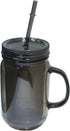 Black Mason Jar 20 Oz Double Wall Acrylic Cup with Straw - 2 Pack