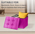 17 inch AmasSmile Storage Ottoman Foot Rest Stool, Velvet Footstool Bench, Hot Pink Short Ottomans Stool, Small Folding