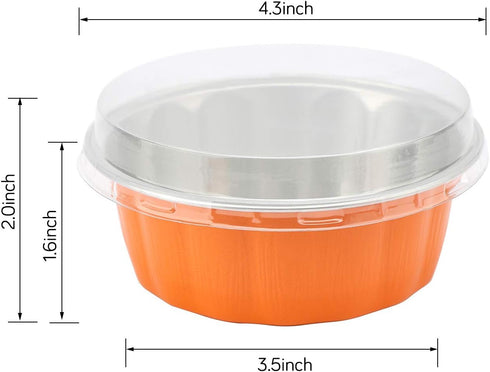 Beasea Disposable Ramekins for Baking, 8 oz 50 Pack Aluminum Foil Cups with Lids, Disposable Creme Brulee Muffin Cupcake Baking Cup Mini Pudding Cups for Party Wedding Birthday - Orange by Beasea