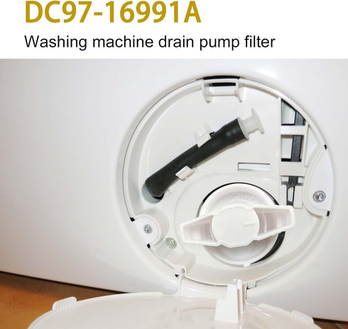 DC97-16991A Washing Machine Drain Pump Filter for Samsung WF42H5000AW, WF42H5600AP, Washer Drain Pump